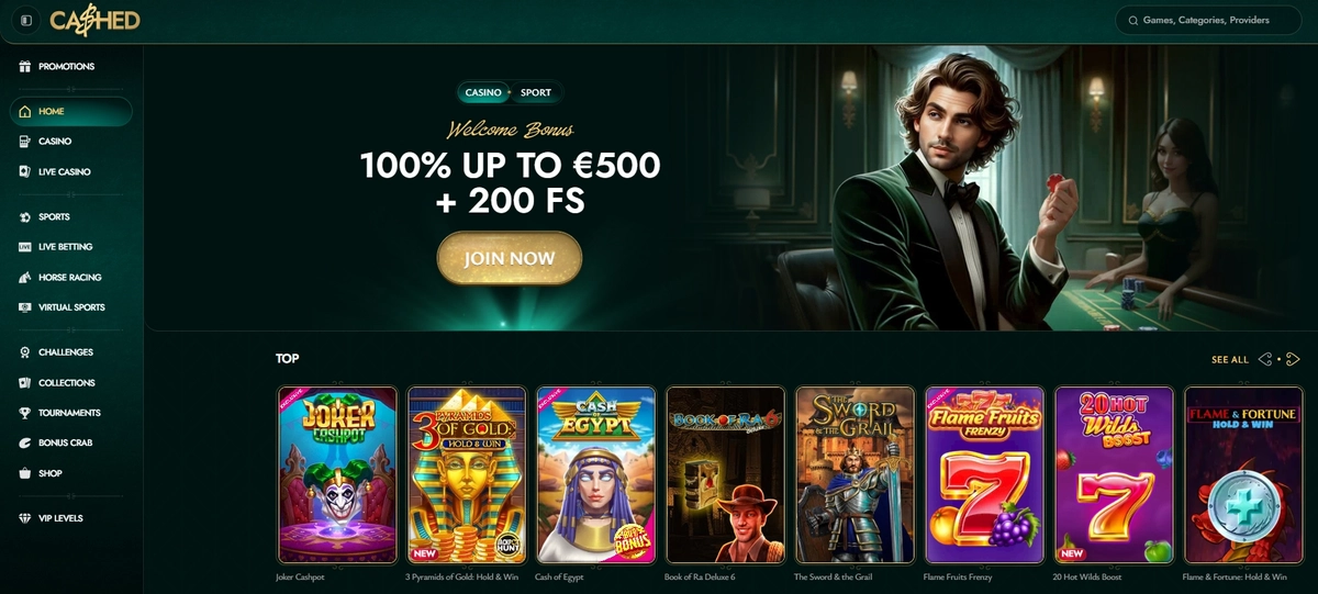 Cashed Casino Homepage